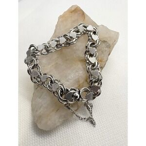 Women's Sterling Silver Heart Link Bracelet. Vintage